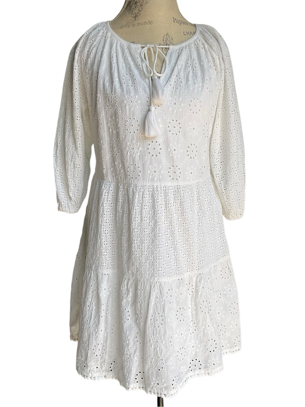 Tommy Bahama Tiered Cotton Dress White Eyelet Size Small NWT